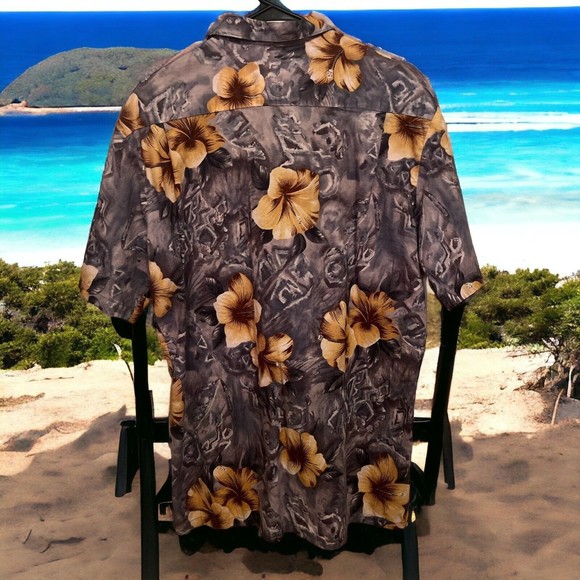 Men's Hawaii Blues Button Front Short Sleeve Hawaiian Style Aloha Shirt Large - Picture 2 of 7
